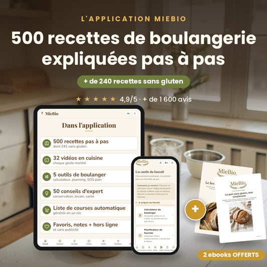 Application MieBio : 500 recettes de boulangerie, pas à pas