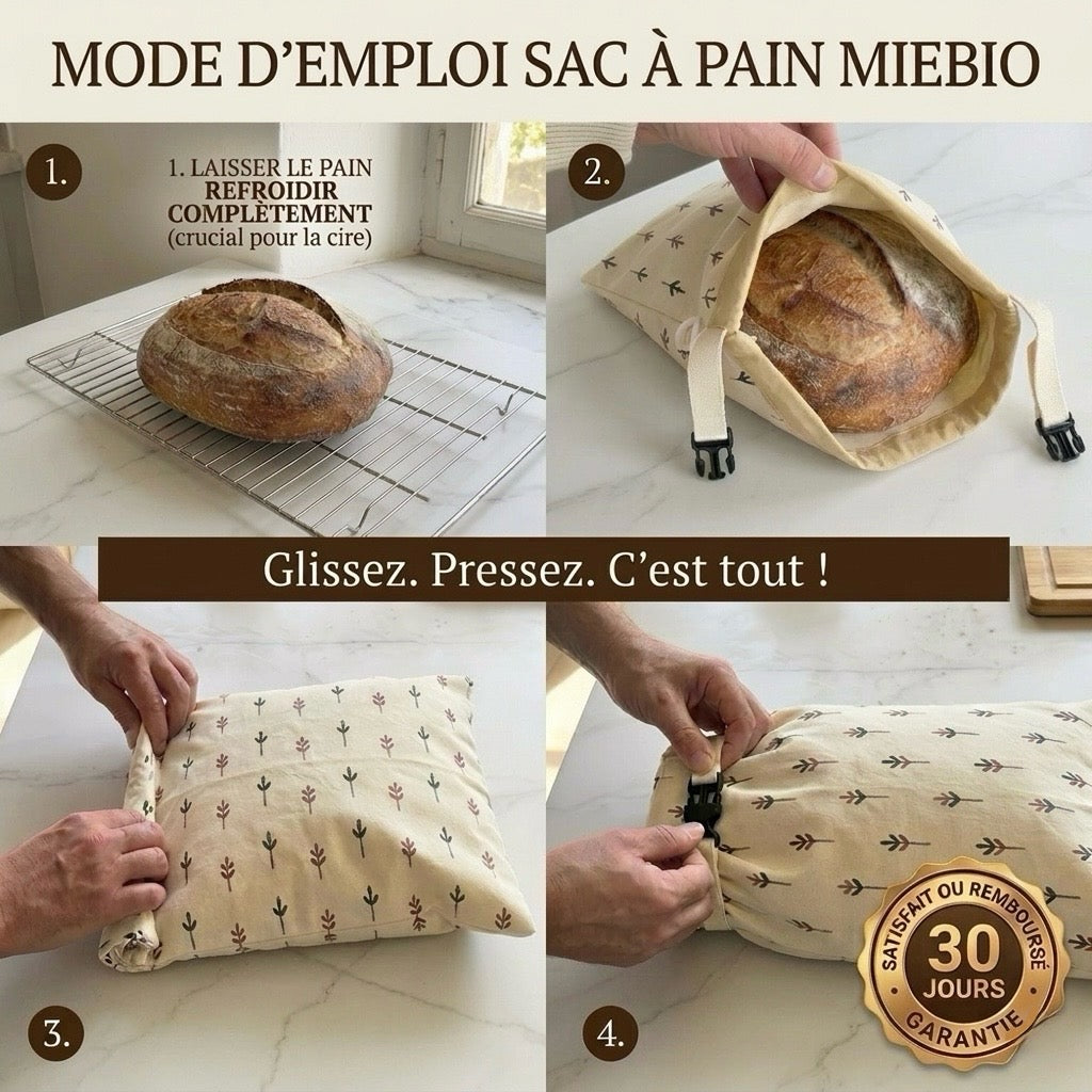 Sacs à pain premium 100 % coton et cire d’abeille