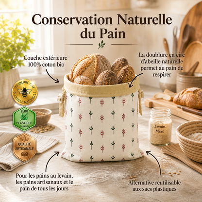 Sacs à pain premium 100 % coton et cire d’abeille