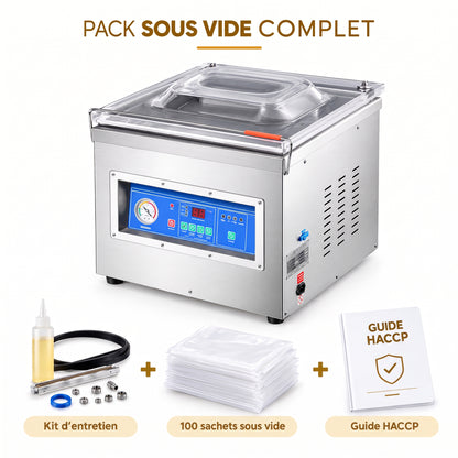 Machine Sous Vide à Cloche Pro 40 cm – 2 Barres, 900 W – Pack Complet