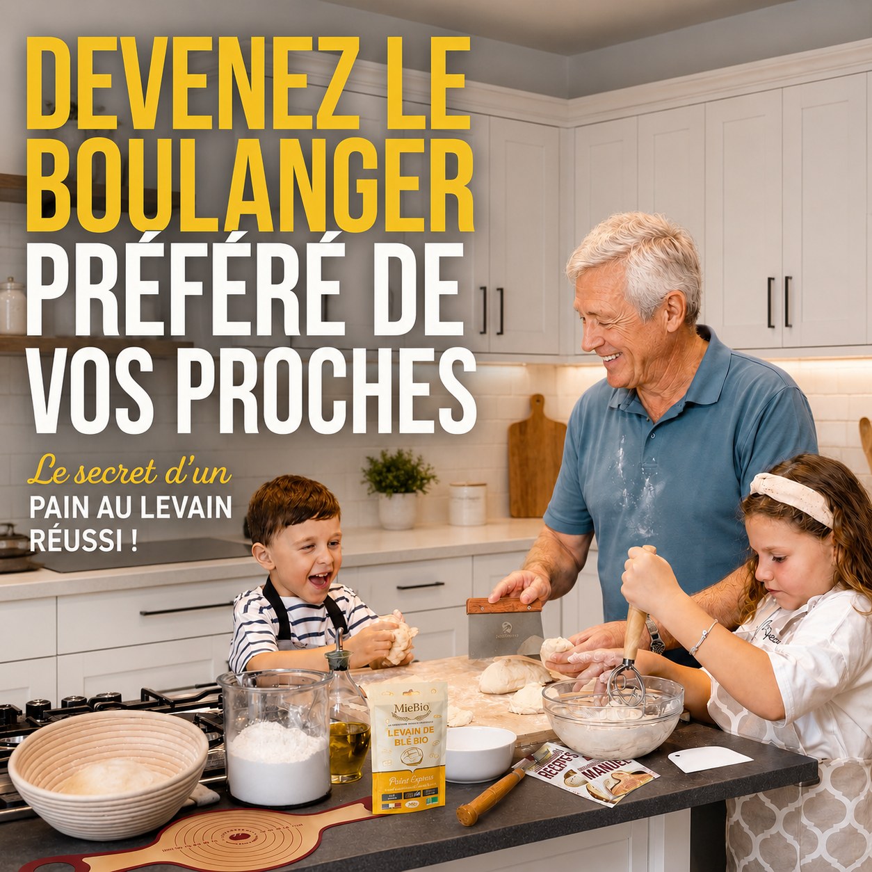 Kit pain au levain bio MieBio avec sachet de levain de blé français