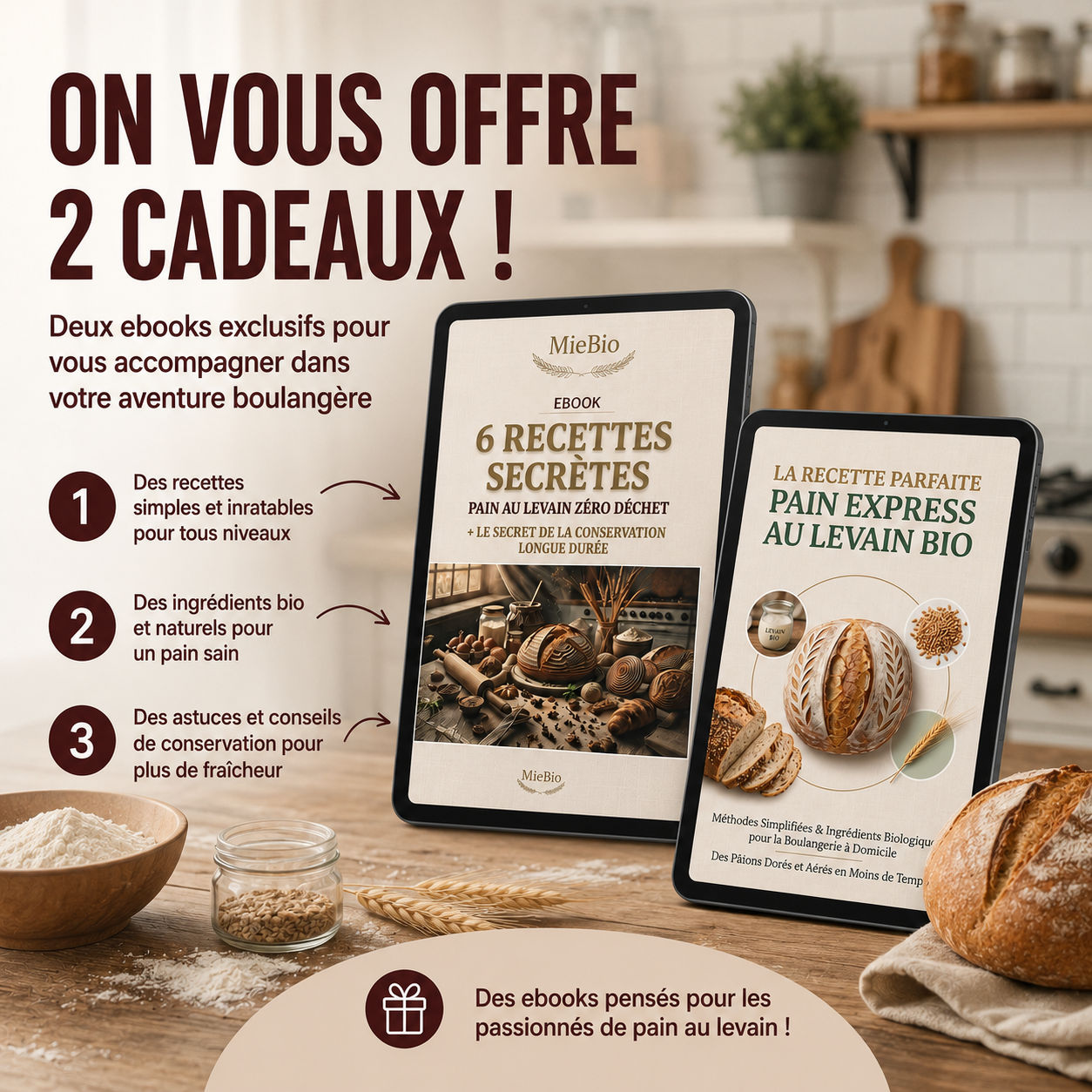 Coffret du kit pain au levain bio MieBio prêt à offrir