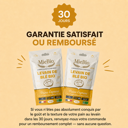 Levain bio déshydraté prêt à l'emploi, sans entretien ni nourrissage