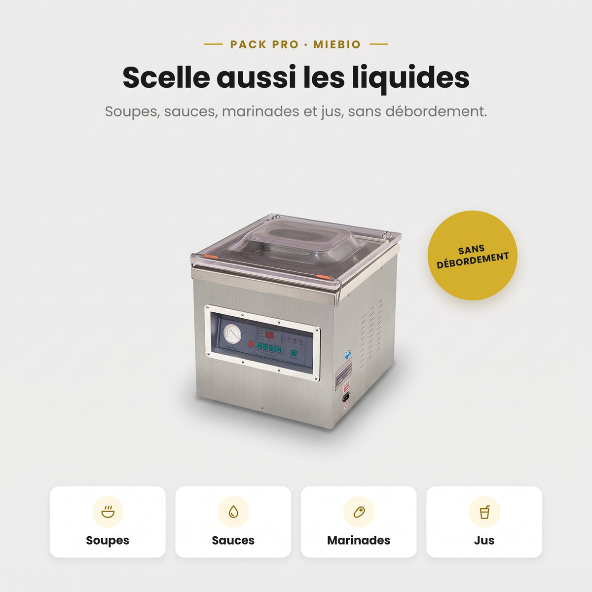 Machine Sous Vide à Cloche Pro 40 cm – 2 Barres, 900 W – Pack Complet