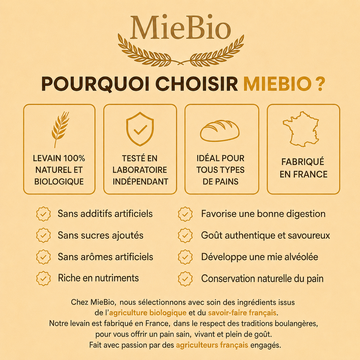 Pourquoi choisir le levain de blé bio MieBio plutôt qu'un levain industriel
