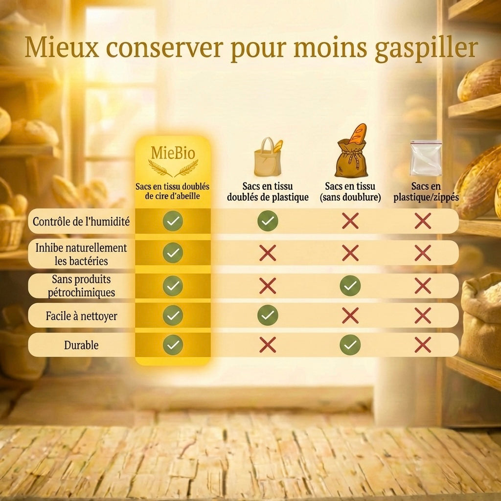 Sac à pain en cire d'abeille, idée cadeau pour passionné de pain maison