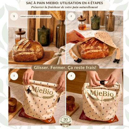 Sac à pain extra large pour miche au levain et grosse boule artisanale
