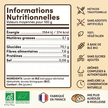 Sachet de 150g de levain bio pour réaliser 6 à 7 pains maison